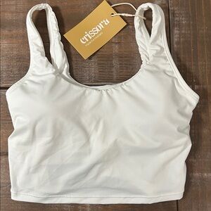 Crissora White V-Latch Crop Top